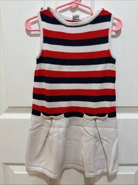 Janie and Jack Red, Navy, and White Striped Knit Dress